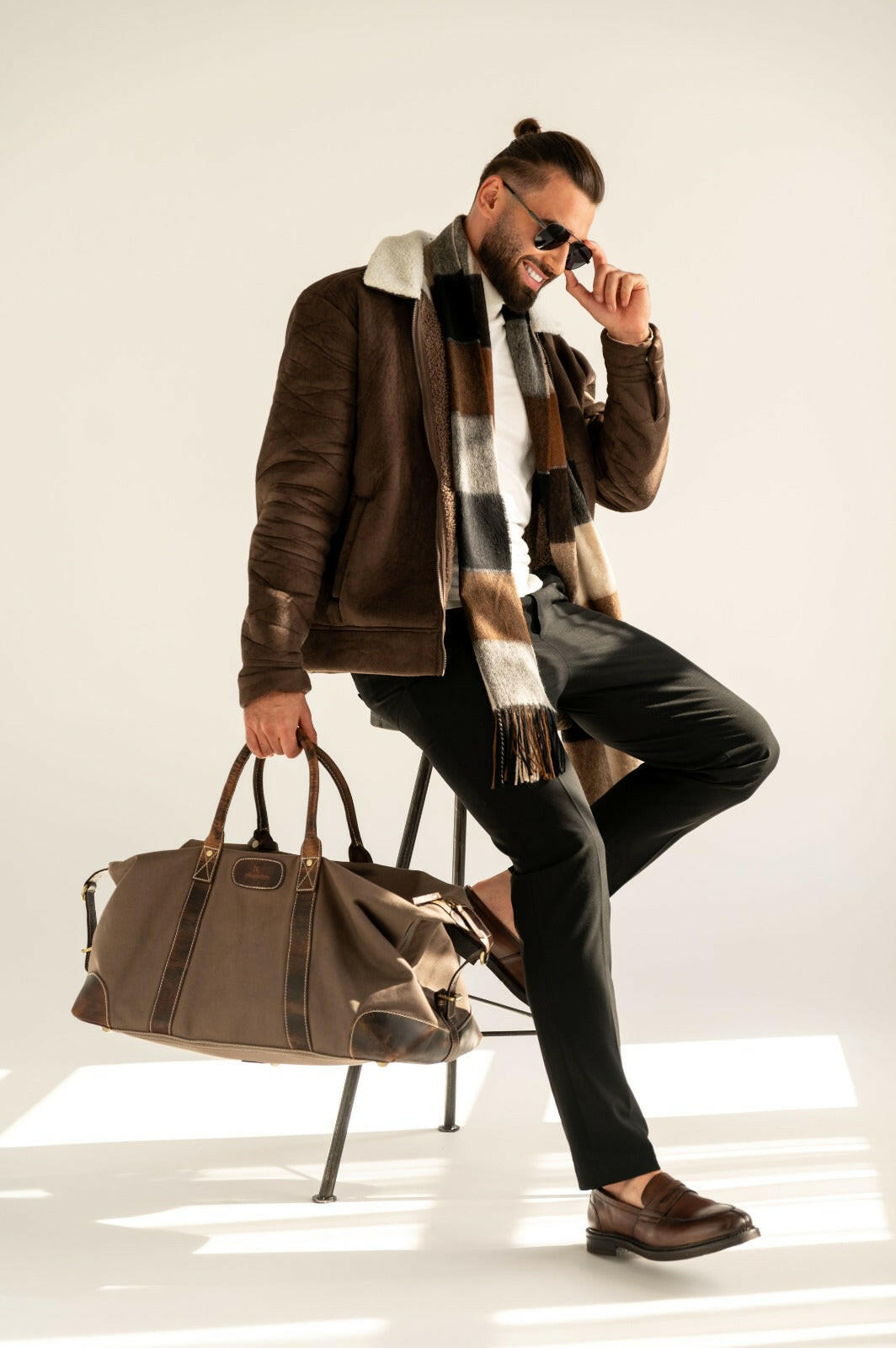 Weekender Reisetasche mit klassischem Grau