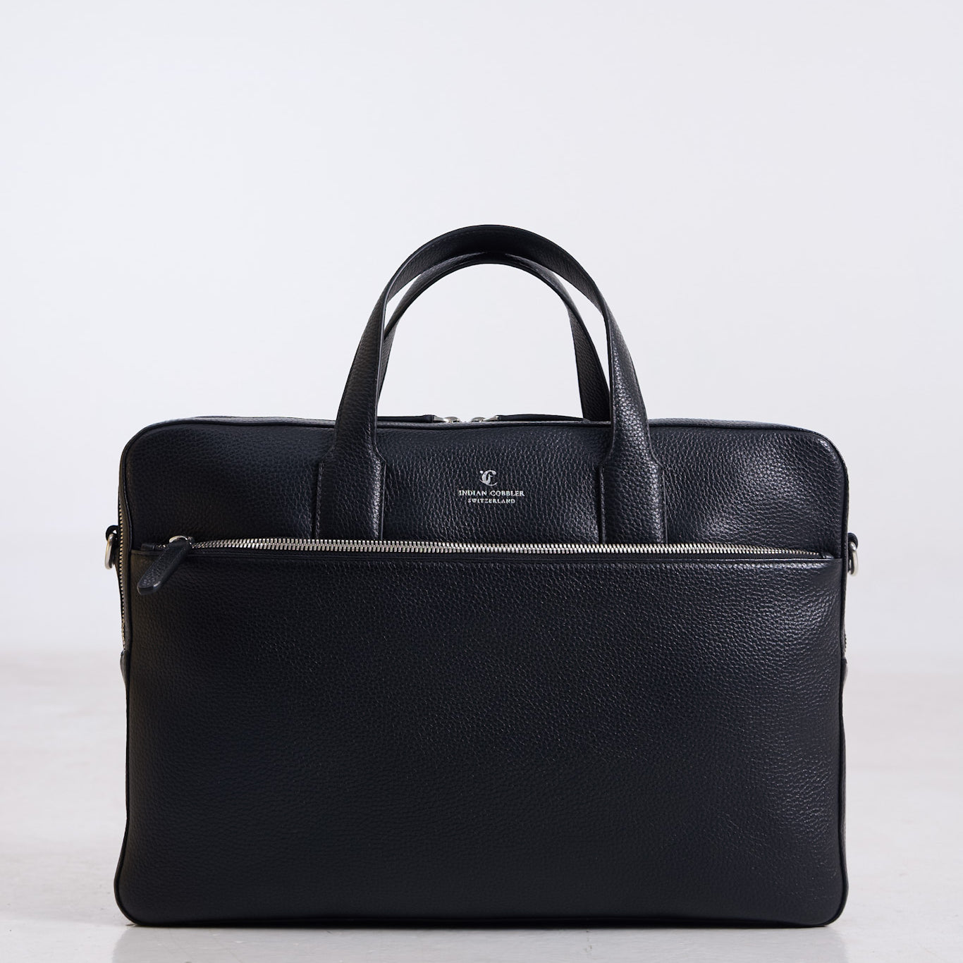 schwarze Leder-Laptoptasche