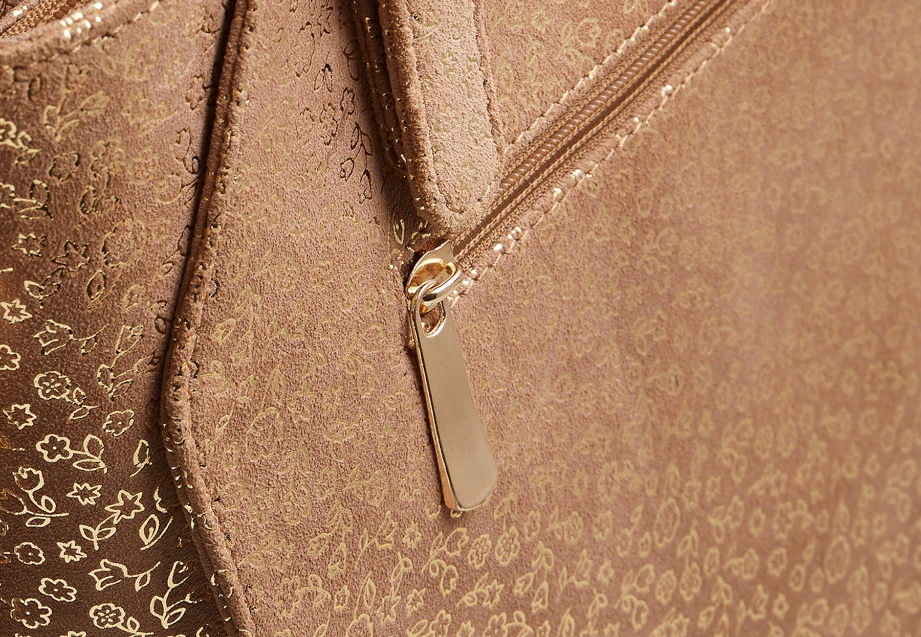 Leather Floral Golden Print Handbag